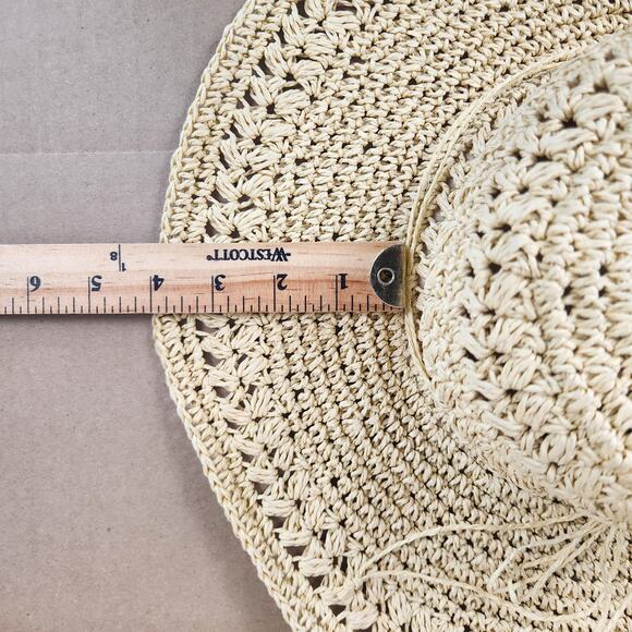 The Scala Collection Beach Bucket Hat Tan 100% Paper Coastal Grandma SZ SM - Picture 11 of 12